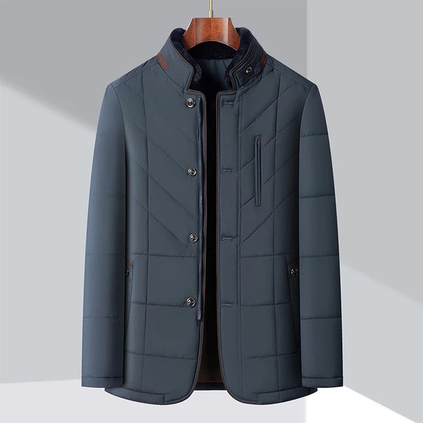 Navy London Bolomon - Windproof Padded Men's Parka With Wool Collar
