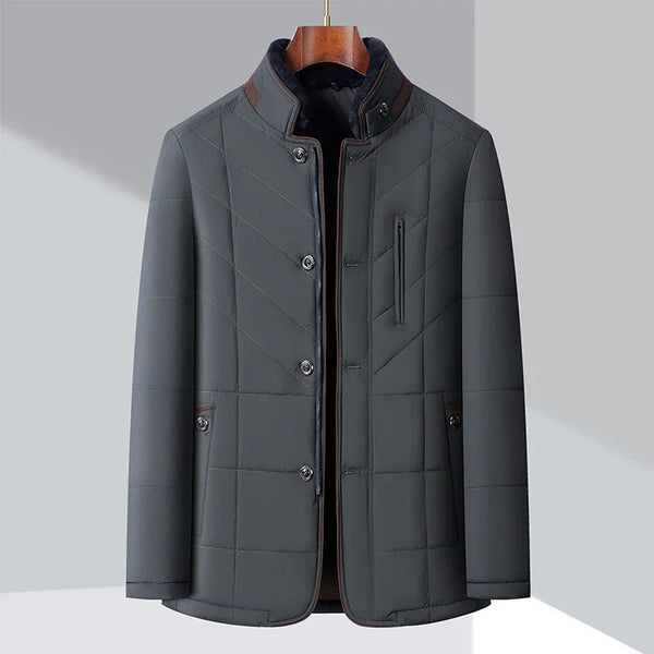 navy london Bolomon - Windproof Padded Men's Parka With Wool Collar
