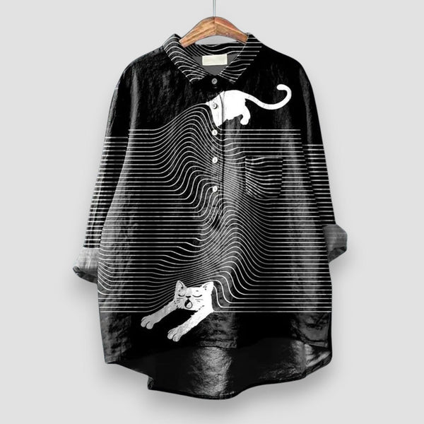 Navy London CAMILLA | Elegant Women's Shirt With Artistic Print