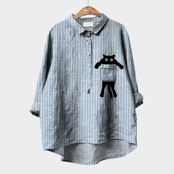 Navy London ELISABETTA | Oversized Floral Blouse With Comfort For Carefree Days