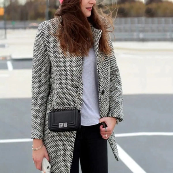 Navy London Evelyn – Mixed Style Long Jacket In Soft Fabric