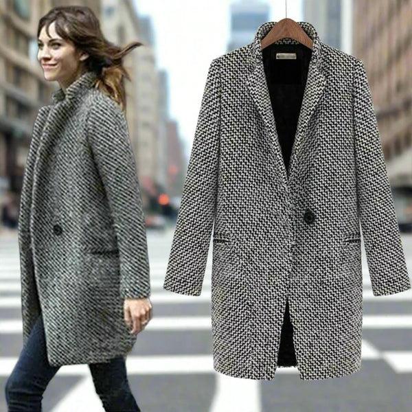 navy london Evelyn – Mixed Style Long Jacket in Soft Fabric