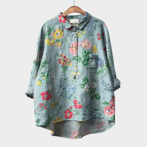 Navy London FRANCESCA | Oversized Floral Blouse With Bright Colours And Elegant Comfort For Everyday Wear