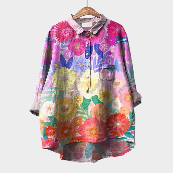 navy london FRANCESCA | Oversized Floral Blouse with Bright Colours and Elegant Comfort for Everyday Wear navy london FRANCESCA | Oversized Floral Blouse with Bright Colours and Elegant Comfort for Everyday Wear