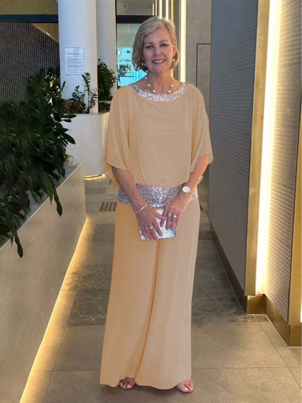 Navy London Gaya - Sequin Colorblock Elegant Two-piece Set