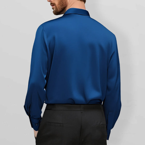 Navy London Jimmy - Crease Resistant Stretch Shirt For Men