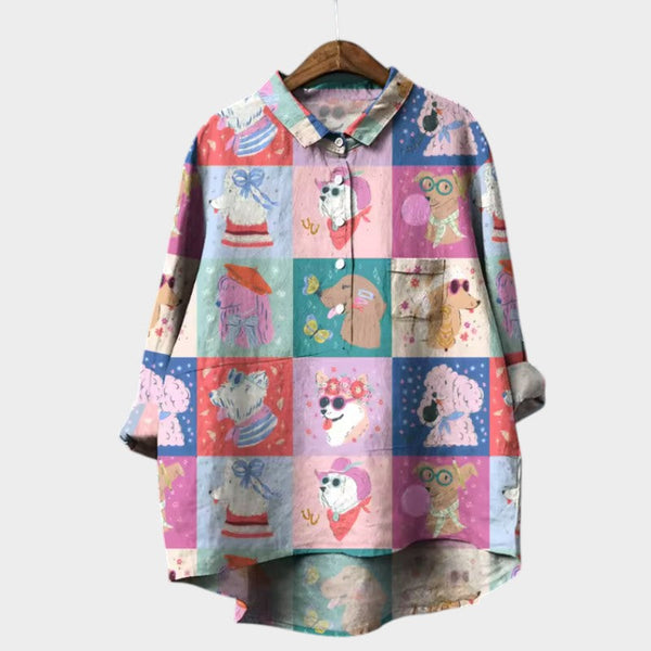 Navy London MARIANELLA | Oversized Blouse With Dog Print And Everyday Comfort For A Cheerful Style