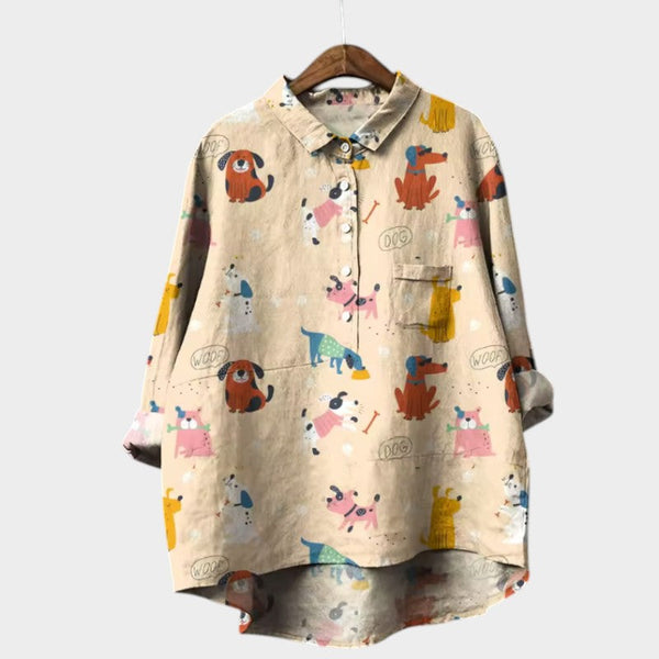 Navy London MARIANELLA | Oversized Blouse With Dog Print And Everyday Comfort For A Cheerful Style