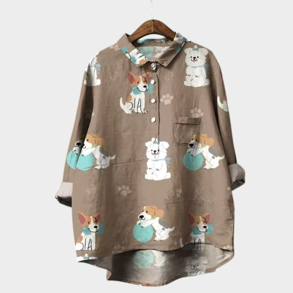 Navy London MARIANELLA | Oversized Blouse With Dog Print And Everyday Comfort For A Cheerful Style