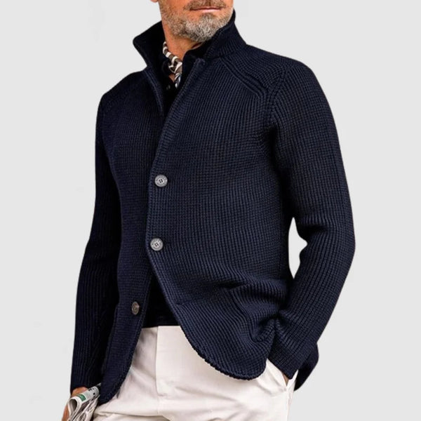 navy london Marzio - Refined Cardigan with Button Fastening