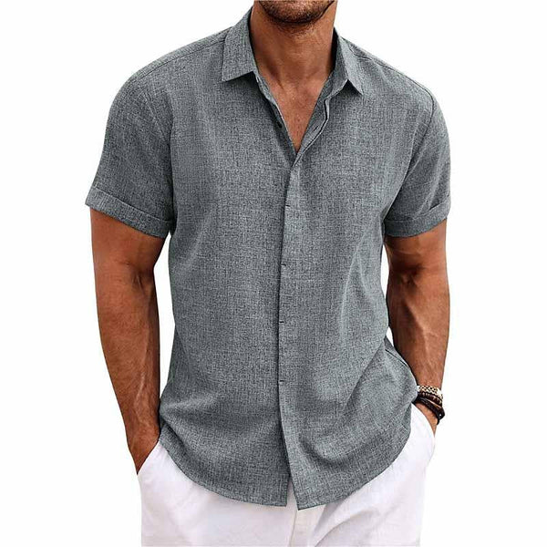 navy london Alexander - Linen Short-Sleeved Shirt