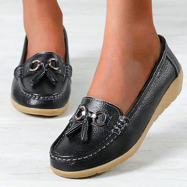 Navy London Chantal - Leather Moccasins