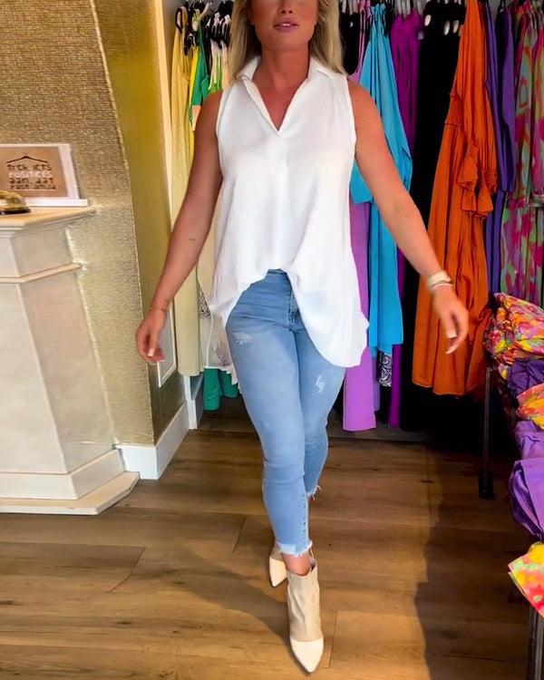 navy london Debby - Pleated Sleeveless Top