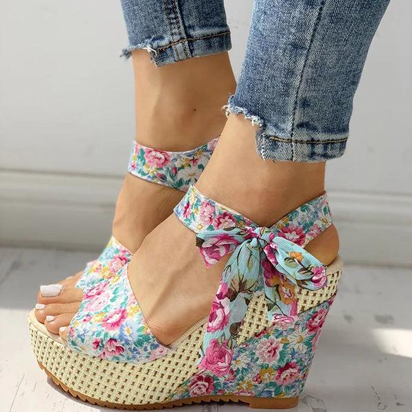 Navy London Flora - Flower Sandal Heels