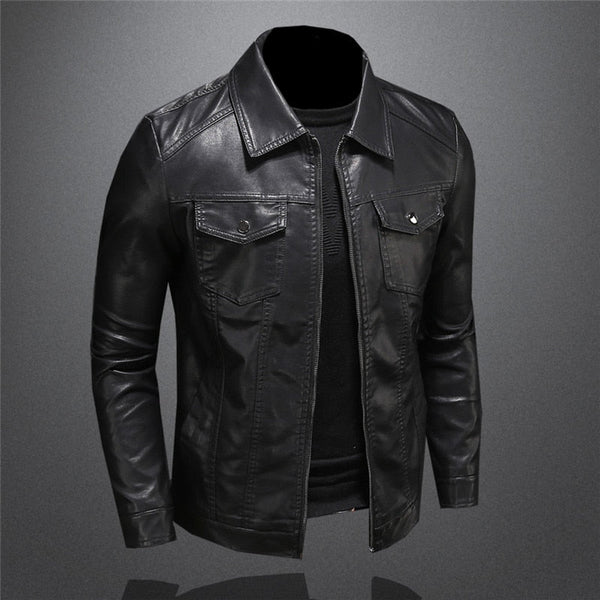 Navy London Giani - Premium Leather Jacket