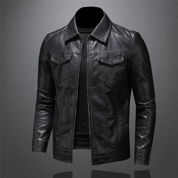 Navy London Giani - Premium Leather Jacket