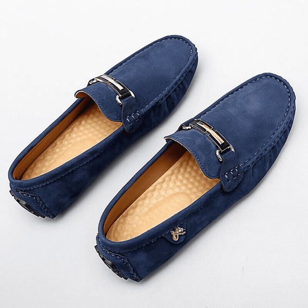 Navy London Giuseppe - Luxury Suede Loafers