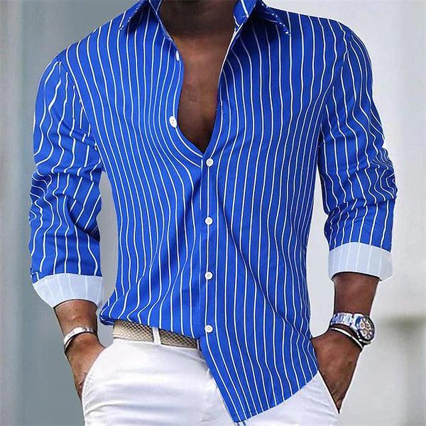 navy london Jason - Classic Striped Men's Shirt