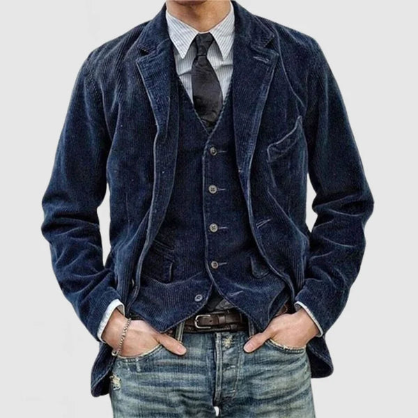 Navy London Kavaj - Classic Corduroy Jacket