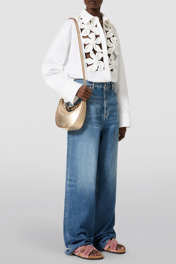 Navy London Kira - Hollow Flower Long Sleeves Top