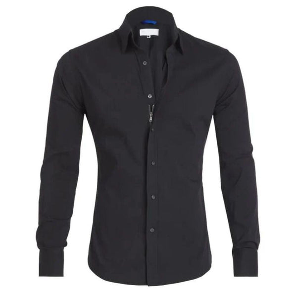Navy London Liam - Wrinkle-Free Zip-Up Shirt