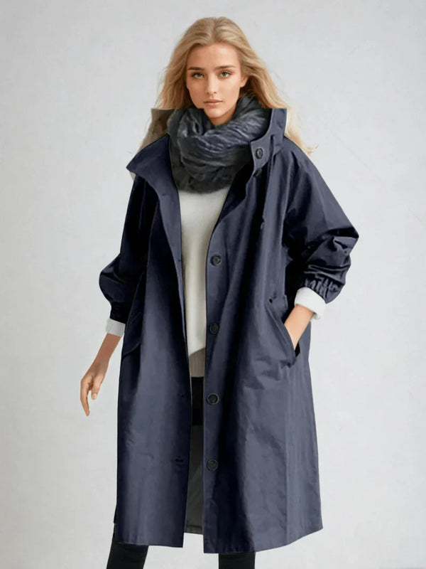 Navy London Luna - Stylish Water-repellent Rain Cape