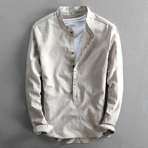 Navy London Matteo - Men Linen Shirt
