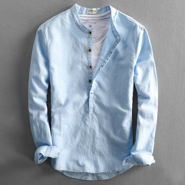 navy london Matteo - Men Linen Shirt