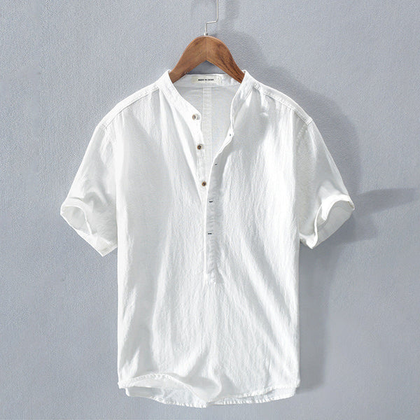 Navy London Max - Cotton And Linen Summer Shirt