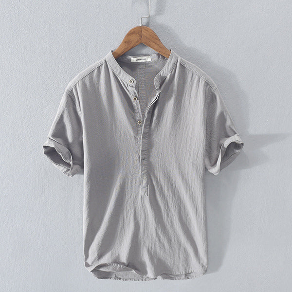 Navy London Max - Cotton And Linen Summer Shirt