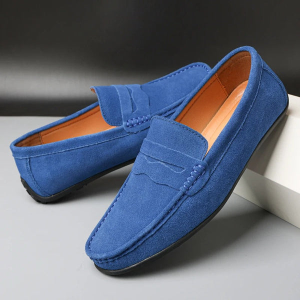 Navy London Max - Luxury Suede Loafers