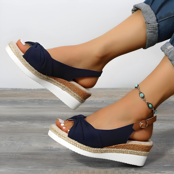 Navy London Paris - Orthopaedic Sandal Heels