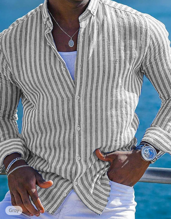 Navy London Pius - Striped Shirt