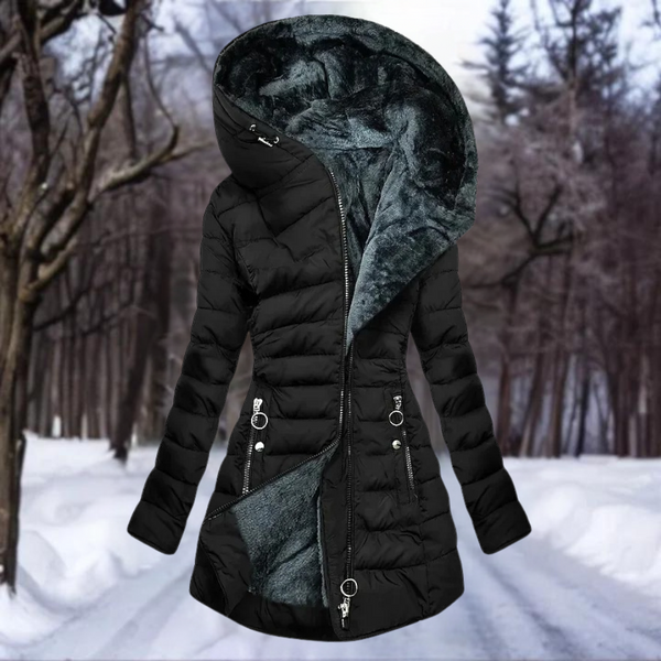 Navy London Senna - Elegant Plush Coat