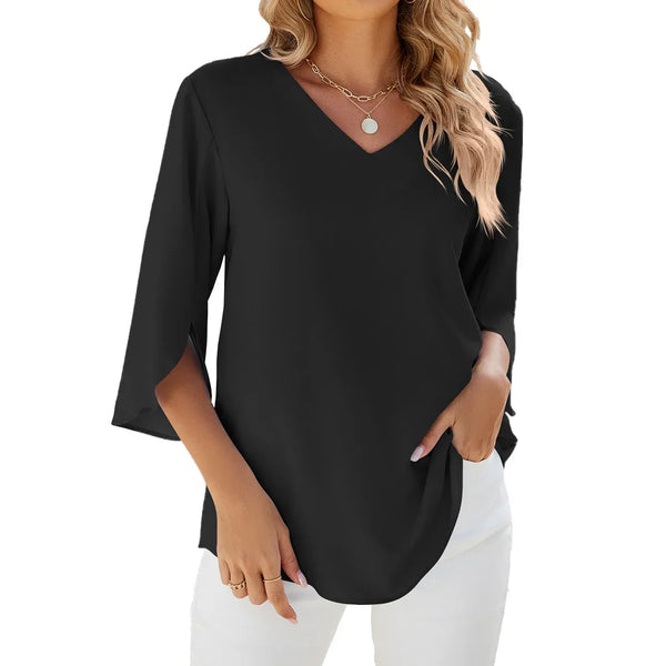 Navy London Sophie - V-Neck Blouse