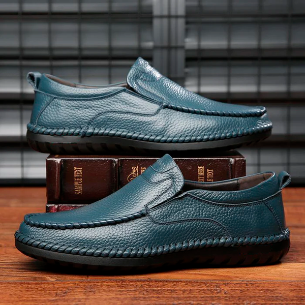 Navy London Stef - Orthopedic Leather Shoes