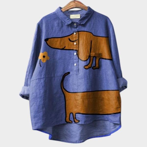 navy london PALMIRA | Oversized Shirt with Canine Design and Everyday Comfort for a Carefree Look