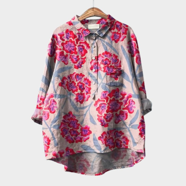 Navy London SOFIA | Oversized Floral Blouse With Daily Comfort And Radiant Style For Every Occasion