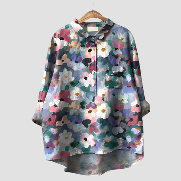 navy london VERONICA ⏐ Oversized Shirt with Artistic Floral Pattern navy london VERONICA ⏐ Oversized Shirt with Artistic Floral Pattern