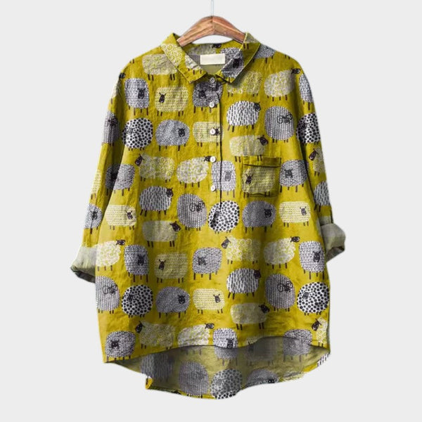 Navy London VIOLETTA | Oversized Floral Blouse With Absolute Comfort For Sunny Days