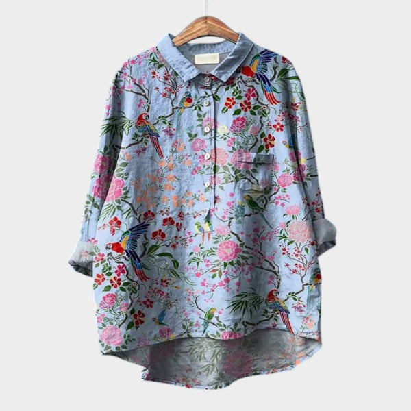 navy london VIOLETTA | Oversized Floral Blouse with Absolute Comfort for Sunny Days