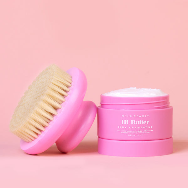 Ncla Beauty Buff & Butter Dry Brush + Body Butter Set - Pink Champagne