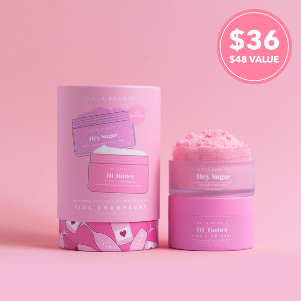 ncla beauty Pink Champagne Body Scrub + Body Butter Set