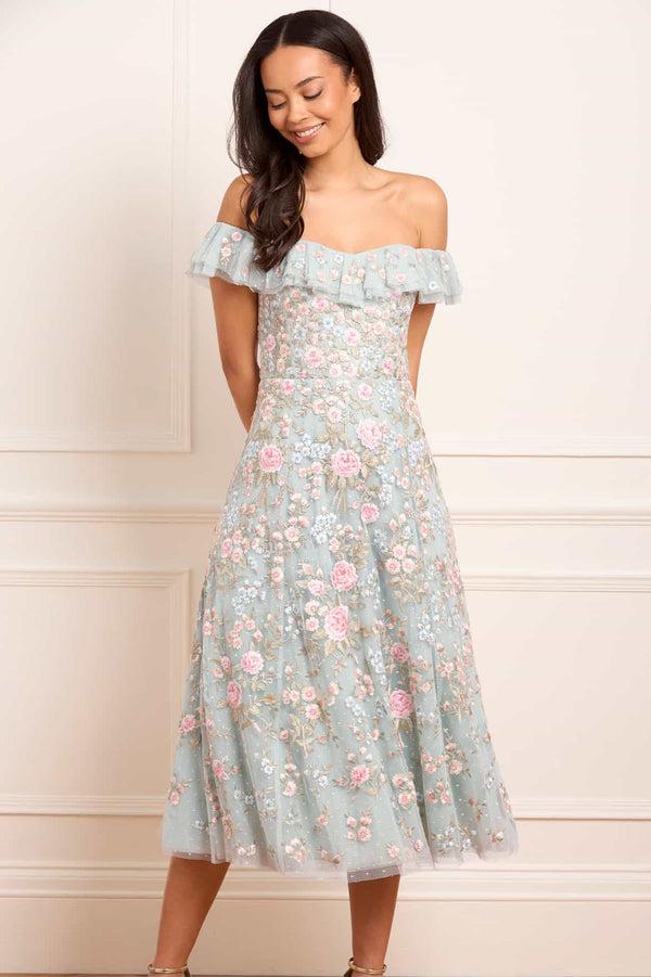 Needle & Thread Antoinettes Floral Off-Shoulder Ballerina Dress
