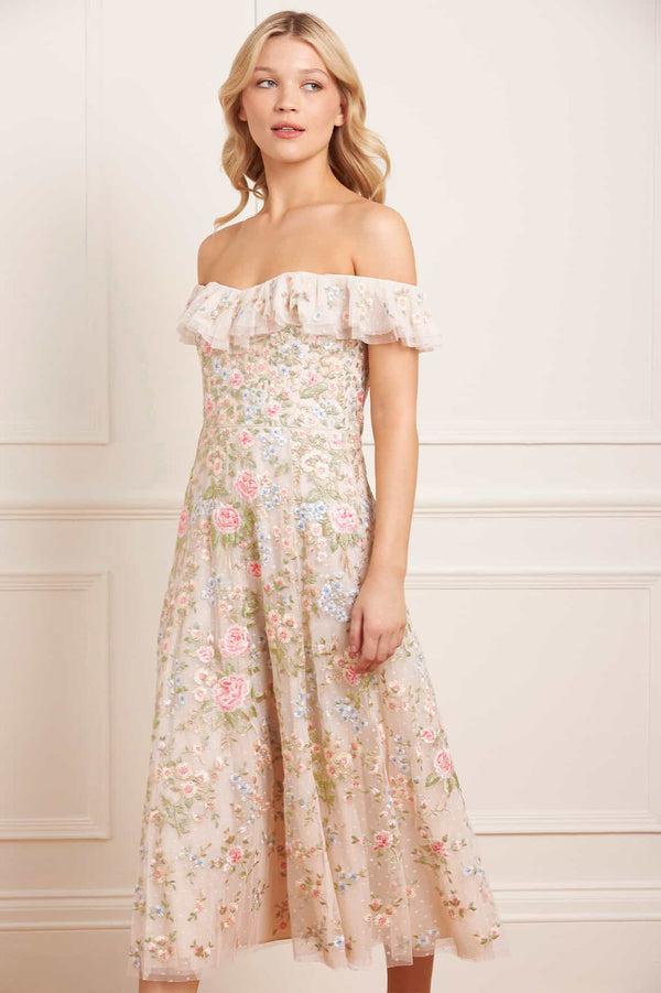Needle & Thread Antoinettes Floral Off-Shoulder Ballerina Dress
