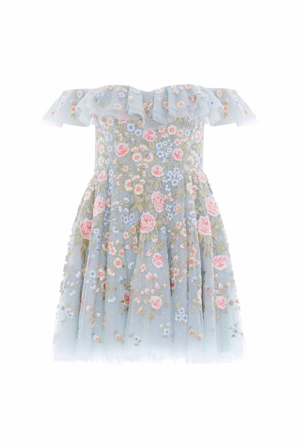 Needle & Thread Antoinettes Floral Off-Shoulder Micro Mini Dress