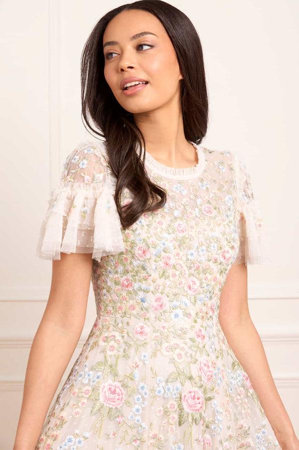 Needle & Thread Antoinettes Floral Round Neck Ankle Gown