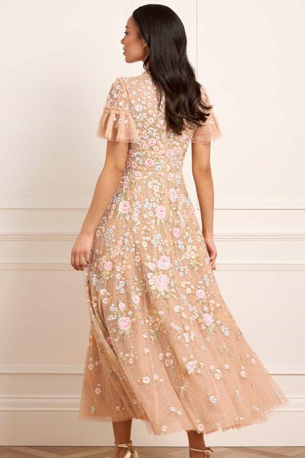 Needle & Thread Antoinettes Floral Round Neck Ankle Gown
