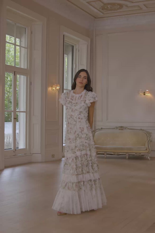 Needle & Thread Colette's La Vie En Rose Round Neck Short Sleeve Gown