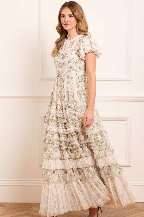 Needle & Thread Colette's La Vie En Rose Round Neck Short Sleeve Gown